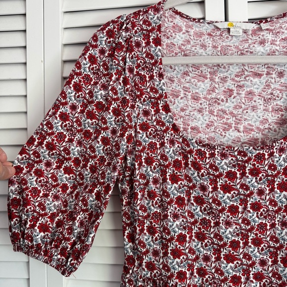 Boden Square Neck Jersey Cotton Floral Milkmaid Dress Puff Sleeves Size 4 - Picture 5 of 10